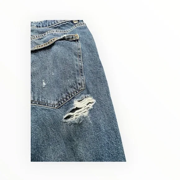 Zara Jeans Womens 10 Blue Wide Leg Distressed High Rise Denim Pants 6688/334 - Picture 11 of 13